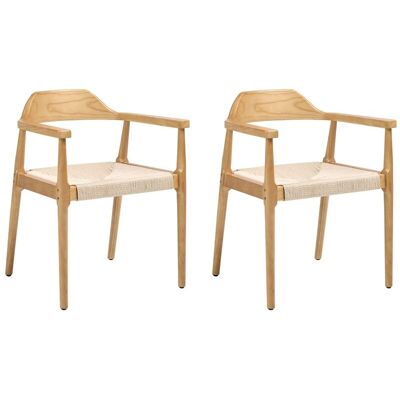 BELIANI Set Di 2 Sedie Da Pranzo Con Struttura In Legno Di Gomma E Seduta In Cordoncino Di Carta Marrone Chiaro E Beige Oakdale BELIANI Set Di 2 Sedie Da Pranzo Con Struttura In Legno Di Gomma E Seduta In Cordoncino Di Carta Marrone Chiaro E Beige Oakdale