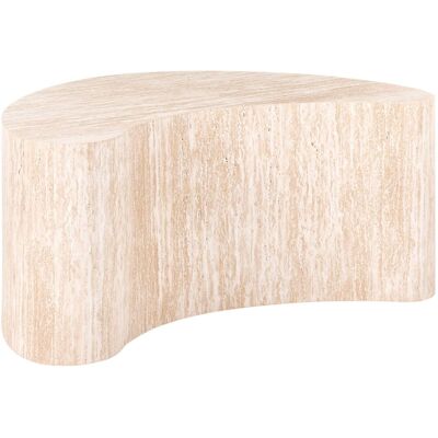 BELIANI Tavolino In Mdf Con Impiallacciatura In Carta A Forma Di Rene Effetto Travertino Bilpa BELIANI Tavolino In Mdf Con Impiallacciatura In Carta A Forma Di Rene Effetto Travertino Bilpa