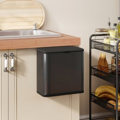 Zone Cestino Da 8 Litri, Posizionabile A Terra O A Parete, In Acciaio Inox, Colore Nero. Zone Cestino Da 8 Litri, Posizionabile A Terra O A Parete, In Acciaio Inox, Colore Nero.
