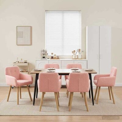 VIDAXL Sedie Da Pranzo 6 Pz Bouclé Rosa 59 X 56,5 X 85 Cm VIDAXL Sedie Da Pranzo 6 Pz Bouclé Rosa 59 X 56,5 X 85 Cm