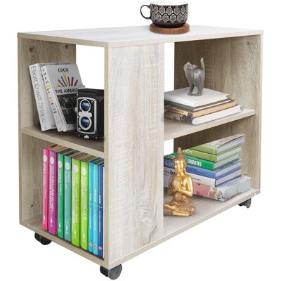 BAKAJI - Tavolino Divano Libreria Design Moderno 2 Ripiani Con Ruote 70x35x61 Casa Beige BAKAJI - Tavolino Divano Libreria Design Moderno 2 Ripiani Con Ruote 70x35x61 Casa Beige