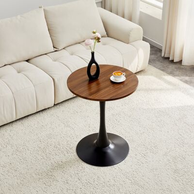 KELLANY Tavolino Rotondo Da 60 Cm / Tavolino Da Pranzo In Mdf: Piano Realizzato Con Tecnologia Di Termoformatura Di Alta Qualità, Effetto Venatura Noce, Gamba Di Supporto Nera – Perfetto Per Gli Ambienti Abit KELLANY Tavolino Rotondo Da 60 Cm / Tavolino Da Pranzo In Mdf: Piano Realizzato Con Tecnologia Di Termoformatura Di Alta Qualità, Effetto Venatura Noce, Gamba Di Supporto Nera – Perfetto Per Gli Ambienti Abit