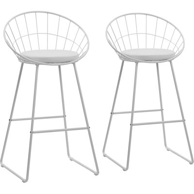 HAPPY GARDEN Set Di 2 Sgabelli Da Bar 75cm In Metallo Bianco E Cuscino Bianco Alex HAPPY GARDEN Set Di 2 Sgabelli Da Bar 75cm In Metallo Bianco E Cuscino Bianco Alex