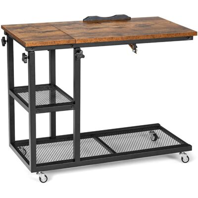 HELLOSHOP26 Tavolino Laterale A Forma Di C 80 X 40 X 64-95 Cm Piano Regolabile In 5 Posizioni Stile Industriale Mdf Marrone 200014065 HELLOSHOP26 Tavolino Laterale A Forma Di C 80 X 40 X 64-95 Cm Piano Regolabile In 5 Posizioni Stile Industriale Mdf Marrone 200014065