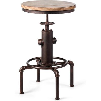 COSTWAY Sgabello Industriale Da Bar Con Poggiapiedi Ergonomico, Altezza Regolabile Girevole 60-75 Cm, In Ferro E Sedili Stabili In Pino (1) - COSTWAY Sgabello Industriale Da Bar Con Poggiapiedi Ergonomico, Altezza Regolabile Girevole 60-75 Cm, In Ferro E Sedili Stabili In Pino (1) -