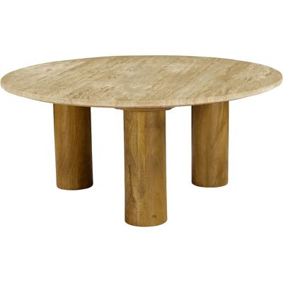 Unique Tavolino In Travertino E Legno Di Mango Beige E Naturale - Lisavok Di Maison Céphy Unique Tavolino In Travertino E Legno Di Mango Beige E Naturale - Lisavok Di Maison Céphy