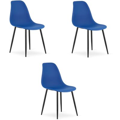 AKORD Sedia Wat Blu / Gambe Nere X 3 AKORD Sedia Wat Blu / Gambe Nere X 3