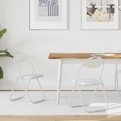 VIDAXL Sedia Pieghevole 2 Pcs Bianco 48 X 43,5 X 81 Cm Pelle VIDAXL Sedia Pieghevole 2 Pcs Bianco 48 X 43,5 X 81 Cm Pelle