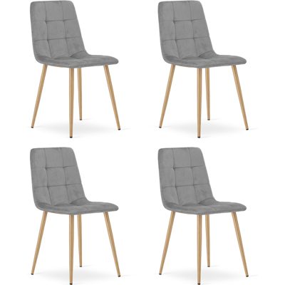 AKORD Sedia Kara - Velluto Grigio Chiaro / Gambe In Rovere X 4 AKORD Sedia Kara - Velluto Grigio Chiaro / Gambe In Rovere X 4