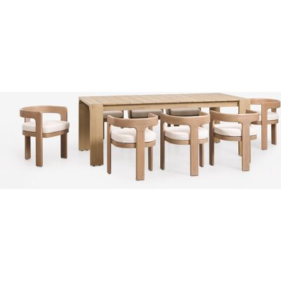 SKLUM Set Da Tavolo Rettangolare 220x100 Cm In Legno Di Acacia Mirelen E 8 Sedie Da Giardino In Legno Di Acacia E Tessuto Bouclé Kandr SKLUM Set Da Tavolo Rettangolare 220x100 Cm In Legno Di Acacia Mirelen E 8 Sedie Da Giardino In Legno Di Acacia E Tessuto Bouclé Kandr