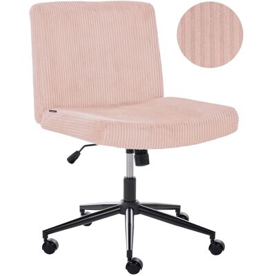 BELIANI Sedia Da Scrivania Girevole Rivestimento In Velluto A Coste Ampia Inclinazione Rosa Pastello Geddes BELIANI Sedia Da Scrivania Girevole Rivestimento In Velluto A Coste Ampia Inclinazione Rosa Pastello Geddes