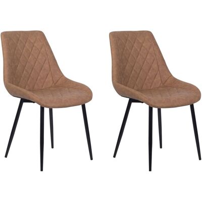 BELIANI Set 2 Sedie Da Pranzo Ecopelle Marrone Dorato Rivestimento Trapuntato Maribel BELIANI Set 2 Sedie Da Pranzo Ecopelle Marrone Dorato Rivestimento Trapuntato Maribel
