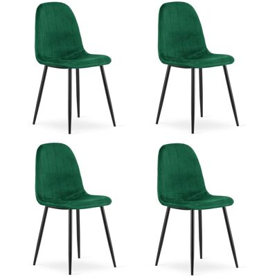 AKORD Sedia Padva - Velluto Verde / Gambe Nere X 4 AKORD Sedia Padva - Velluto Verde / Gambe Nere X 4