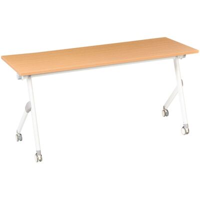 BELIANI Scrivania Pieghevole Moderna Rettangolare Con Rotelle Tavolo Mobile Portatile 160 X 60 Cm Struttura In Metallo Marrone E Bianco Bendi BELIANI Scrivania Pieghevole Moderna Rettangolare Con Rotelle Tavolo Mobile Portatile 160 X 60 Cm Struttura In Metallo Marrone E Bianco Bendi