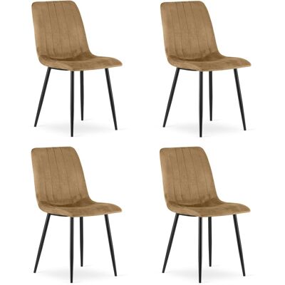 AKORD Sedia Lava - Velluto Marrone / Gambe Nere X 4 AKORD Sedia Lava - Velluto Marrone / Gambe Nere X 4