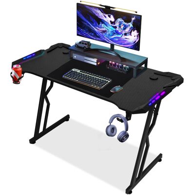 SWANEW Scrivania Da Gioco 120 X 60 Cm, Scrivania Per Gamer Con Piano In Fibra Di Carbonio, Tavolo Da Gioco Ergonomico, Nero SWANEW Scrivania Da Gioco 120 X 60 Cm, Scrivania Per Gamer Con Piano In Fibra Di Carbonio, Tavolo Da Gioco Ergonomico, Nero