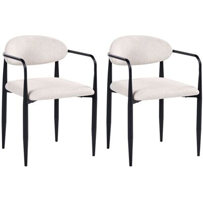 BELIANI Set Di 2 Sedie Da Pranzo In Stile Medio Moderno Struttura In Metallo Seduta Imbottita Schienale Beige Chiaro Tanevik BELIANI Set Di 2 Sedie Da Pranzo In Stile Medio Moderno Struttura In Metallo Seduta Imbottita Schienale Beige Chiaro Tanevik