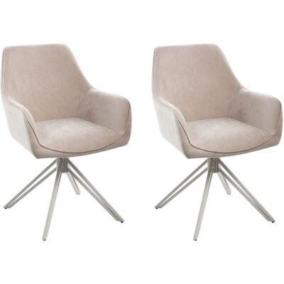BELIANI Set Di 2 Sedie Da Pranzo Moderne In Tessuto, Con Seduta Imbottita, Gambe In Metallo E Sedile Girevole, Beige, Jodar BELIANI Set Di 2 Sedie Da Pranzo Moderne In Tessuto, Con Seduta Imbottita, Gambe In Metallo E Sedile Girevole, Beige, Jodar