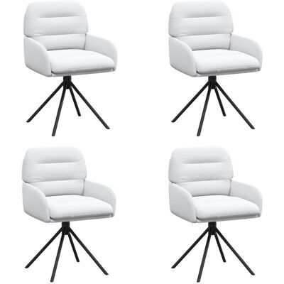 VIDAXL Sedie Da Pranzo Girevoli 4 Pz Similpelle Bianco VIDAXL Sedie Da Pranzo Girevoli 4 Pz Similpelle Bianco