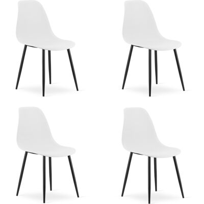 AKORD Sedia Wat Bianca / Gambe Nere X 4 AKORD Sedia Wat Bianca / Gambe Nere X 4