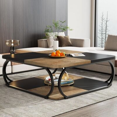 TRIBESIGNS Tavolino Da Salotto Quadrato, 100 X 100 X 50 Cm, Tavolino In Legno, Tavolino Da Salotto Industriale, Grigio E Nero TRIBESIGNS Tavolino Da Salotto Quadrato, 100 X 100 X 50 Cm, Tavolino In Legno, Tavolino Da Salotto Industriale, Grigio E Nero