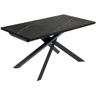 STONES Tavolo Allungabile Cross 160-240x90 Cm, Top In Ceramica Marmo Portoro Opaco, Struttura In Metallo Nero - Design Moderno Ed Elegante STONES Tavolo Allungabile Cross 160-240x90 Cm, Top In Ceramica Marmo Portoro Opaco, Struttura In Metallo Nero - Design Moderno Ed Elegante