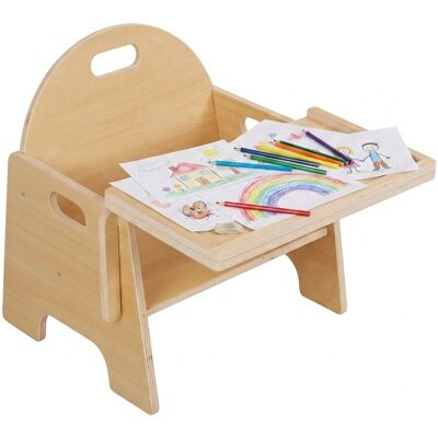 RELAXDAYS Sedia Bambini, Tavolino Integrato, Da 1 Anno, Montessori, Hxlxp: 32 X 33 X 29 Cm, Sgabello Legno Naturale RELAXDAYS Sedia Bambini, Tavolino Integrato, Da 1 Anno, Montessori, Hxlxp: 32 X 33 X 29 Cm, Sgabello Legno Naturale