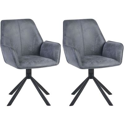 BELIANI Set Di 2 Sedie Da Pranzo Girevoli Con Schienale Alto In Ecopelle Grigio Warner BELIANI Set Di 2 Sedie Da Pranzo Girevoli Con Schienale Alto In Ecopelle Grigio Warner