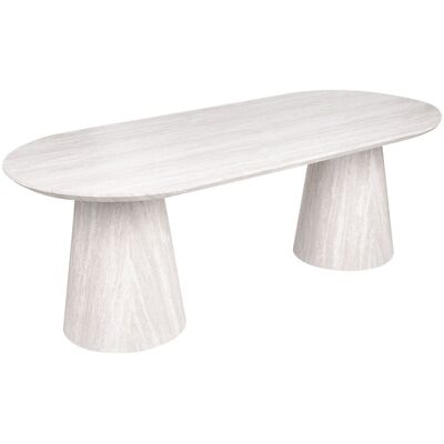 BELIANI Tavolo Da Pranzo In Mdf Ovale Gambe Larghe A Colonna 220x95 Cm Per Sala Da Pranzo Effetto Travertino Luman BELIANI Tavolo Da Pranzo In Mdf Ovale Gambe Larghe A Colonna 220x95 Cm Per Sala Da Pranzo Effetto Travertino Luman