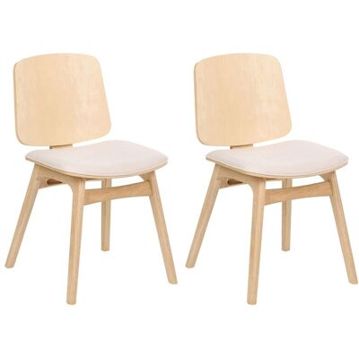 BELIANI Set Di 2 Sedie Da Pranzo Con Struttura In Legno E Seduta In Tessuto, Senza Braccioli Marrone Chiaro E Beige Chiaro Charleston BELIANI Set Di 2 Sedie Da Pranzo Con Struttura In Legno E Seduta In Tessuto, Senza Braccioli Marrone Chiaro E Beige Chiaro Charleston