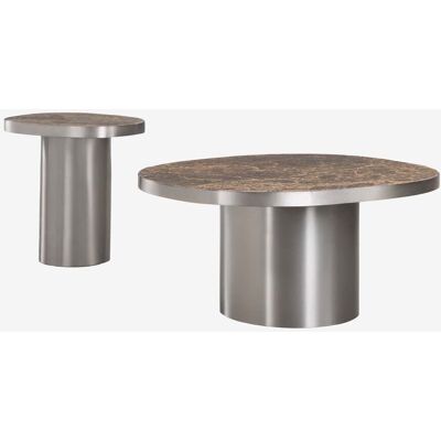 SKLUM Set Di 2 Tavolini Da Caffè In Pietra Naturale E Acciaio Inossidabile Fertrix SKLUM Set Di 2 Tavolini Da Caffè In Pietra Naturale E Acciaio Inossidabile Fertrix