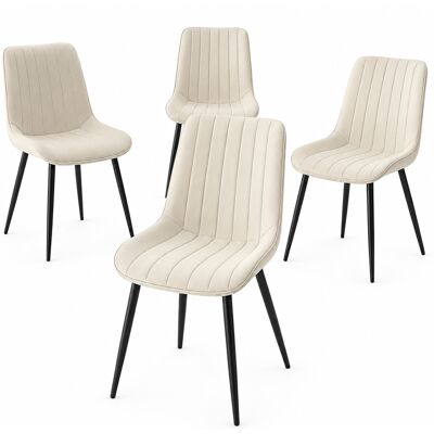 BAKAJI Set 4 Sedie Da Pranzo Crema In Velluto Seduta Ergonomica E Struttura In Acciaio BAKAJI Set 4 Sedie Da Pranzo Crema In Velluto Seduta Ergonomica E Struttura In Acciaio