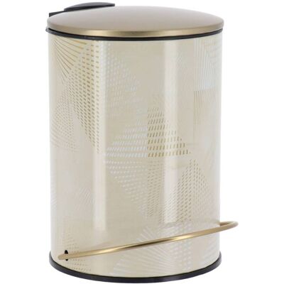 TENDANCE Cestino Rotondo In Metallo Stampato Da 3l Con Coperchio Dorato - Chicissime - TENDANCE Cestino Rotondo In Metallo Stampato Da 3l Con Coperchio Dorato - Chicissime -