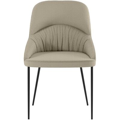 STONES Sedia Ginevra Moderna Imbottita In Tessuto Easy-clean Beige Con Struttura In Metallo Verniciato Nero - Design Minimalista Elegante STONES Sedia Ginevra Moderna Imbottita In Tessuto Easy-clean Beige Con Struttura In Metallo Verniciato Nero - Design Minimalista Elegante
