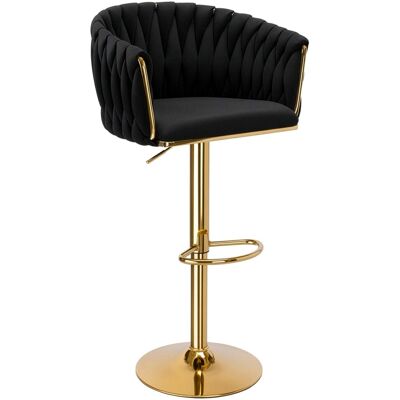 OEM Sgabello Da Bar Cofton In Velluto Nero E Oro OEM Sgabello Da Bar Cofton In Velluto Nero E Oro