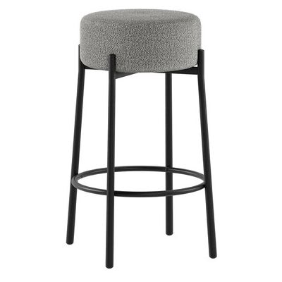 STONES Sgabello Moderno Syd Con Seduta In Tessuto Grigio Scuro E Struttura In Metallo Verniciato Nero - Design Contemporaneo 41x41x67cm STONES Sgabello Moderno Syd Con Seduta In Tessuto Grigio Scuro E Struttura In Metallo Verniciato Nero - Design Contemporaneo 41x41x67cm