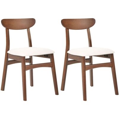 BELIANI Set Di 2 Sedie Da Pranzo Senza Braccioli Con Seduta In Tessuto Marrone E Struttura In Legno Di Gomma, Tessuto Beige Chiaro Doyle BELIANI Set Di 2 Sedie Da Pranzo Senza Braccioli Con Seduta In Tessuto Marrone E Struttura In Legno Di Gomma, Tessuto Beige Chiaro Doyle