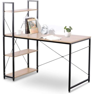 WOLTU Scrivania Con 4 Ripiani Tavolo Porta Pc Computer Casa Ufficio 120cm Legno Naturale+nero WOLTU Scrivania Con 4 Ripiani Tavolo Porta Pc Computer Casa Ufficio 120cm Legno Naturale+nero