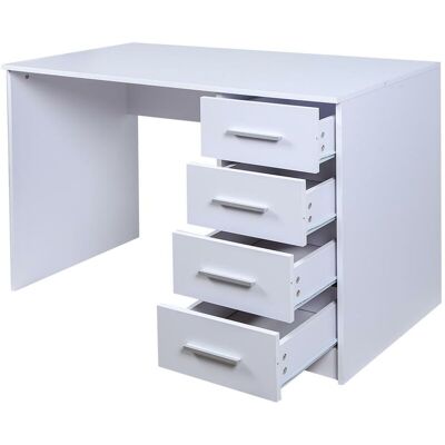 BAKAJI - Scrivania Con Cassettiera 4 Cassetti Tavolo Porta Pc Computer Legno Bianco BAKAJI - Scrivania Con Cassettiera 4 Cassetti Tavolo Porta Pc Computer Legno Bianco
