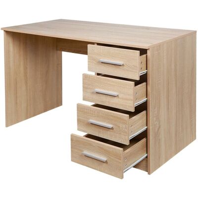 BAKAJI - Scrivania Con Cassettiera 4 Cassetti Tavolo Porta Pc Computer Legno Quercia BAKAJI - Scrivania Con Cassettiera 4 Cassetti Tavolo Porta Pc Computer Legno Quercia