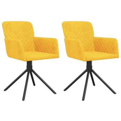 Set di 2 sedie da pranzo girevoli in velluto giallo vidaXL Set di 2 sedie da pranzo girevoli in velluto giallo vidaXL