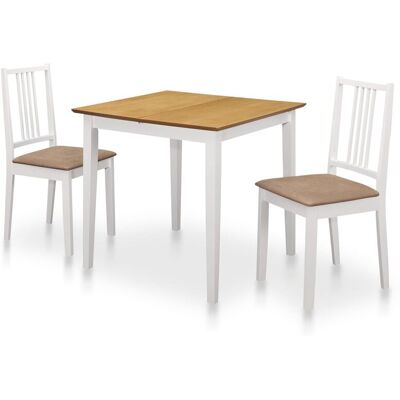 Set Tavolo da Pranzo Estensibile vidaXL - Bianco & Marrone - 3 pezzi Set Tavolo da Pranzo Estensibile vidaXL - Bianco & Marrone - 3 pezzi