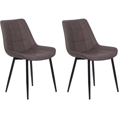 BELIANI - Set 2 Sedie Da Pranzo In Ecopelle Marrone Scuro Gambe In Ferro Nero Melrose Ii BELIANI - Set 2 Sedie Da Pranzo In Ecopelle Marrone Scuro Gambe In Ferro Nero Melrose Ii