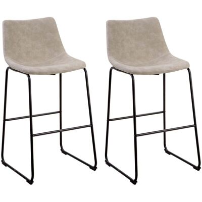 BELIANI Set Di 2 Sgabelli Alti Rivestimento Tessuto Beige Gambe In Metallo Nero Franks BELIANI Set Di 2 Sgabelli Alti Rivestimento Tessuto Beige Gambe In Metallo Nero Franks