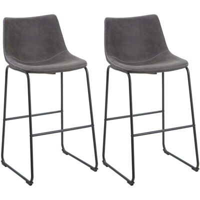 BELIANI Set 2 Sgabelli Alti Rivestimento Tessuto Grigio Scuro Gambe Metallo Nero Franks BELIANI Set 2 Sgabelli Alti Rivestimento Tessuto Grigio Scuro Gambe Metallo Nero Franks