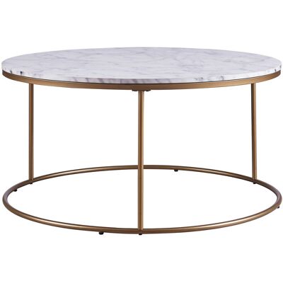 TEAMSON HOME Tavolino Da Caff� Rotondo Tavolo Basso Salotto Faux Marmo Vnf-00075 TEAMSON HOME Tavolino Da Caff� Rotondo Tavolo Basso Salotto Faux Marmo Vnf-00075