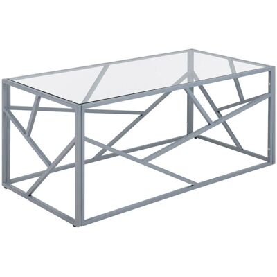 BELIANI - Tavolino Rettangolare Vetro Struttura Metallo Argento Lucido 50 X 100 Cm Orland BELIANI - Tavolino Rettangolare Vetro Struttura Metallo Argento Lucido 50 X 100 Cm Orland