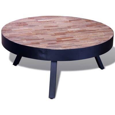 VIDAXL Tavolino Da Salotto Rotondo In Legno Di Recupero Di Teak - VIDAXL Tavolino Da Salotto Rotondo In Legno Di Recupero Di Teak -