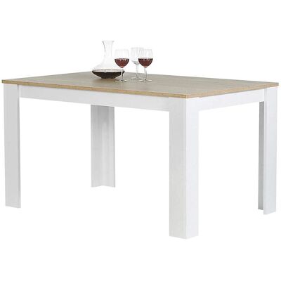 BAKAJI Tavolo Da Pranzo Cucina Rettangolare Moderno In Legno 120x80x74cm Bianco E Acero BAKAJI Tavolo Da Pranzo Cucina Rettangolare Moderno In Legno 120x80x74cm Bianco E Acero