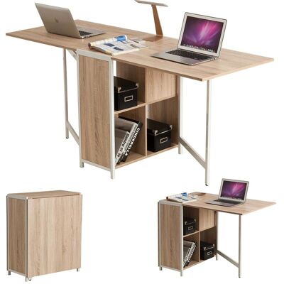 BAKAJI - Tavolo Scrivania Con Libreria Richiudibile Allungabile A Scomparsa Legno Acciaio BAKAJI - Tavolo Scrivania Con Libreria Richiudibile Allungabile A Scomparsa Legno Acciaio